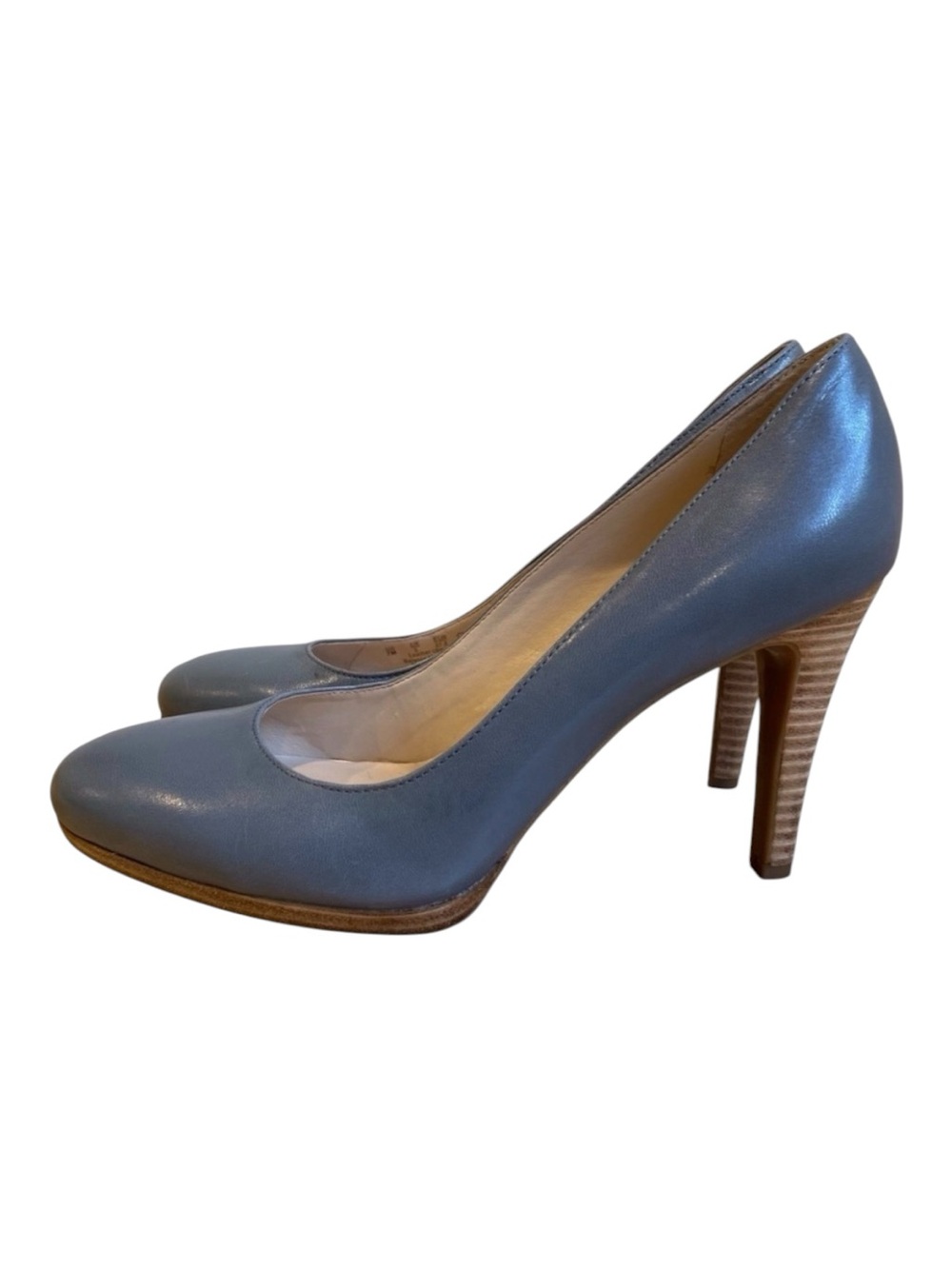 Franco Sarto Darren style leather heels blue/grey tan brown almond toe size 7.5